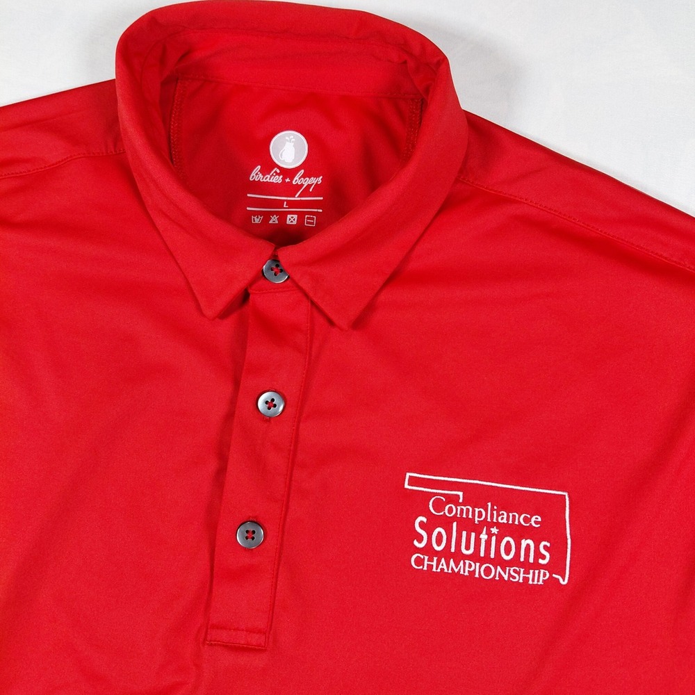 Birdies‎ & Bogeys Mens Red Compliance Solutions Championship Golf Polo Shirt L